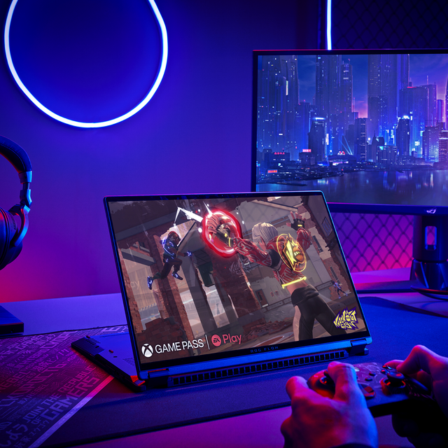 Rog Flow X16 in Stand Mode Gaming With Controller